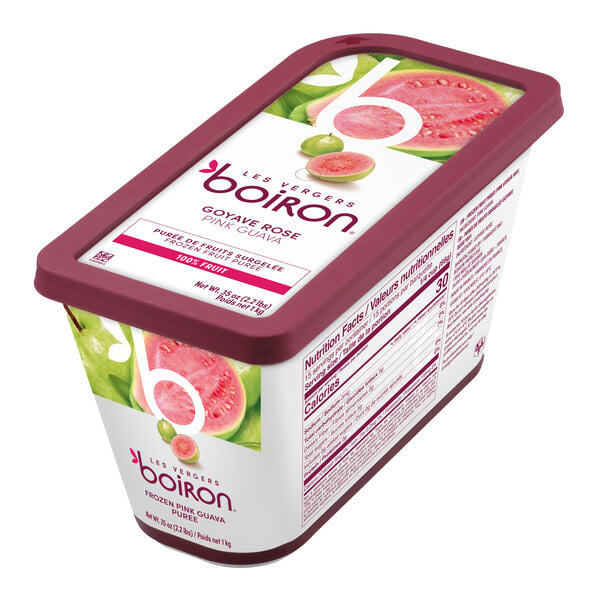 Les Vergers Boiron Pink Guava 100% Fruit Puree 2.2 lb. - 6/Case