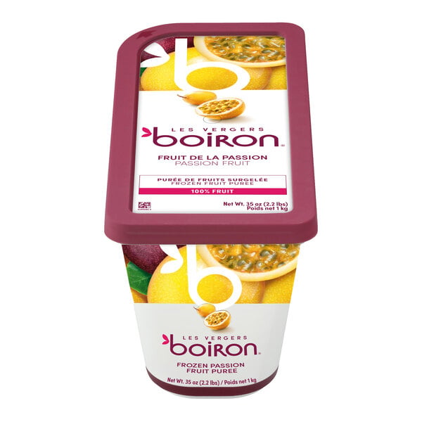 Les Vergers Boiron Passion Fruit 100% Fruit Puree 2.2 lb. - 6/Case