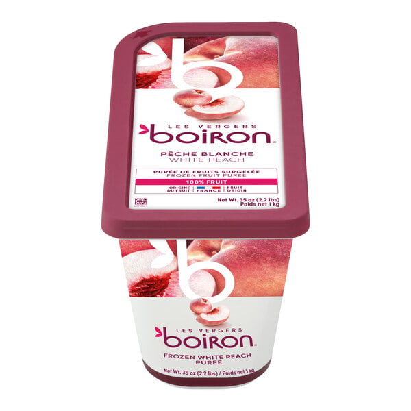 Les Vergers Boiron White Peach 100% Fruit Puree 2.2 lb. - 6/Case