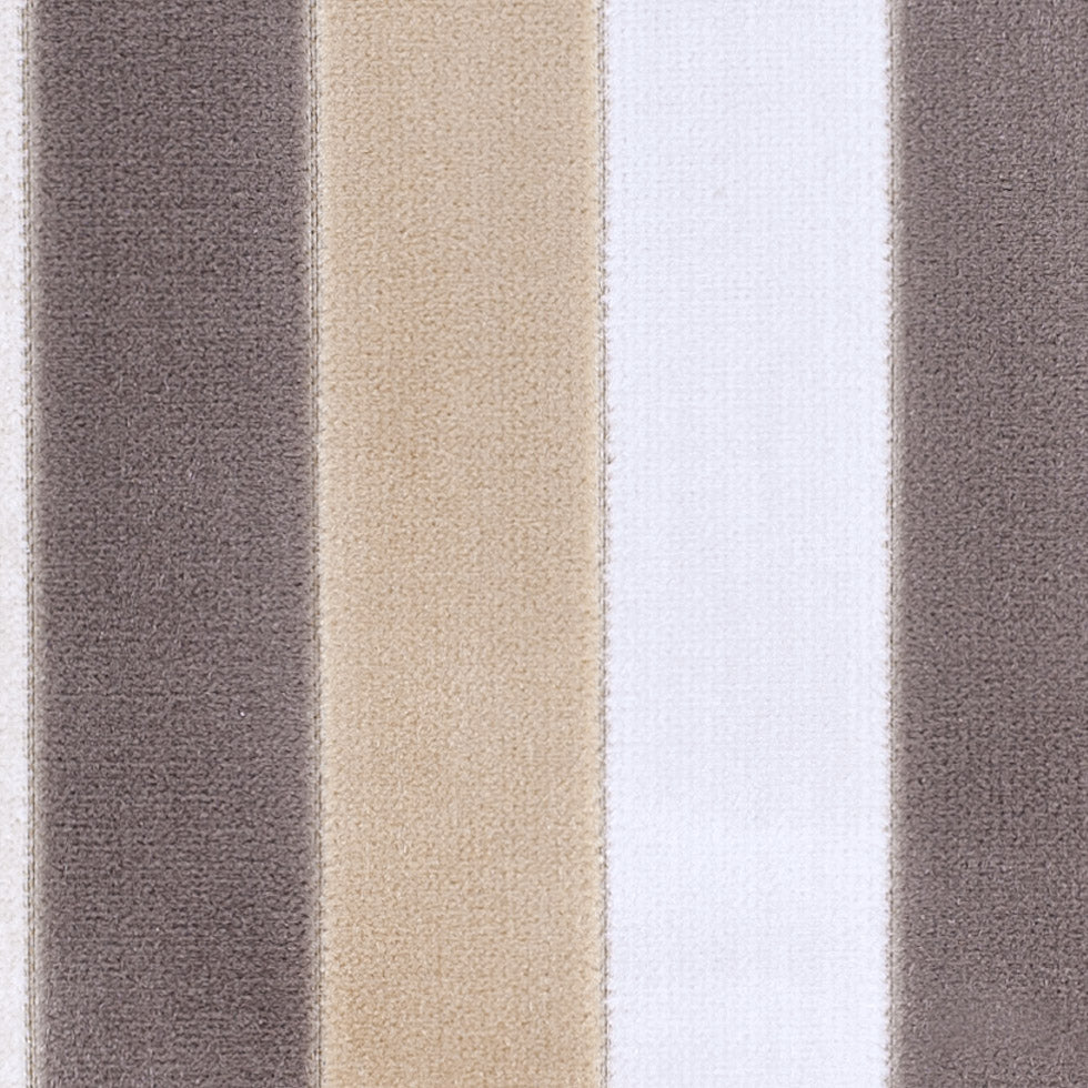 Beige and Gray Striped Velvet