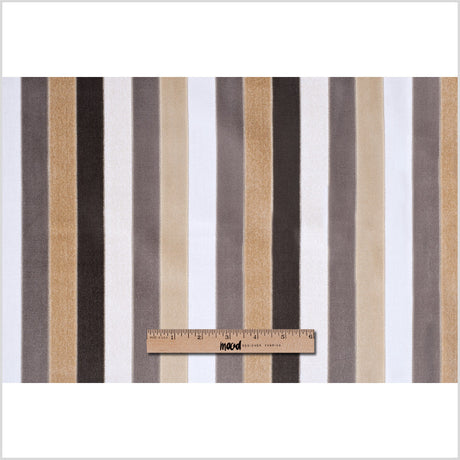 Beige and Gray Striped Velvet