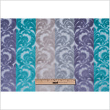 Silver, Purple and Aqua Striped/Floral Cut Velvet