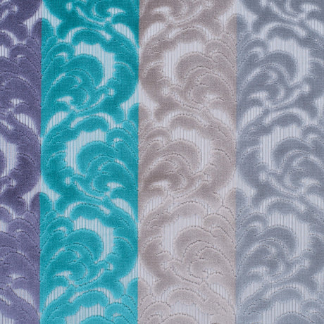 Silver, Purple and Aqua Striped/Floral Cut Velvet