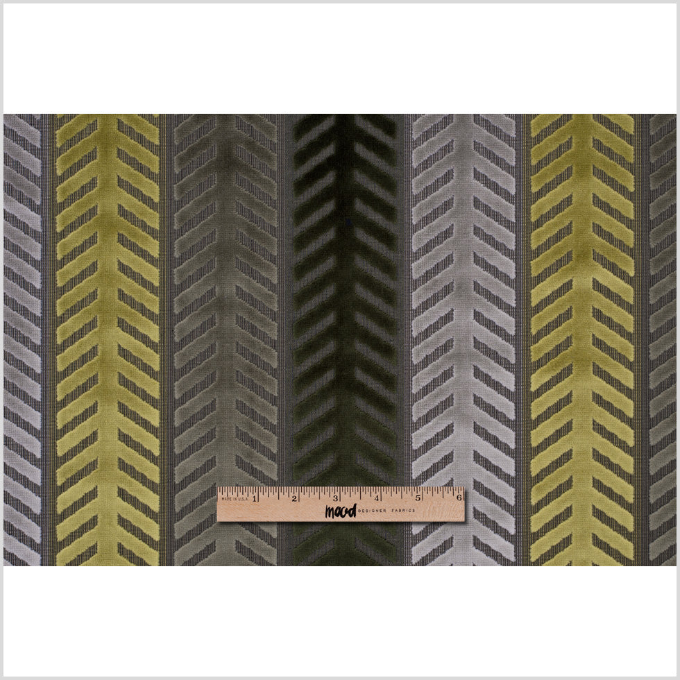 Brown and Green Geometric Cut Velvet