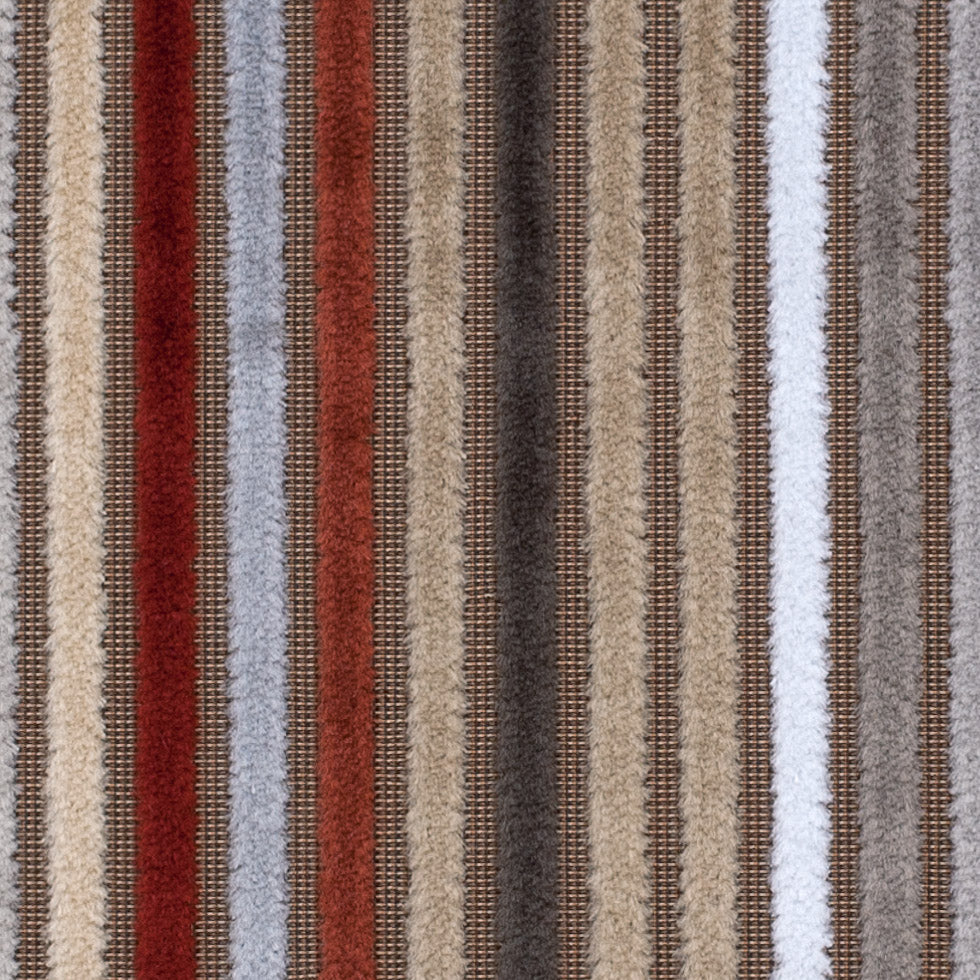 Beige and Rust Striped Velvet