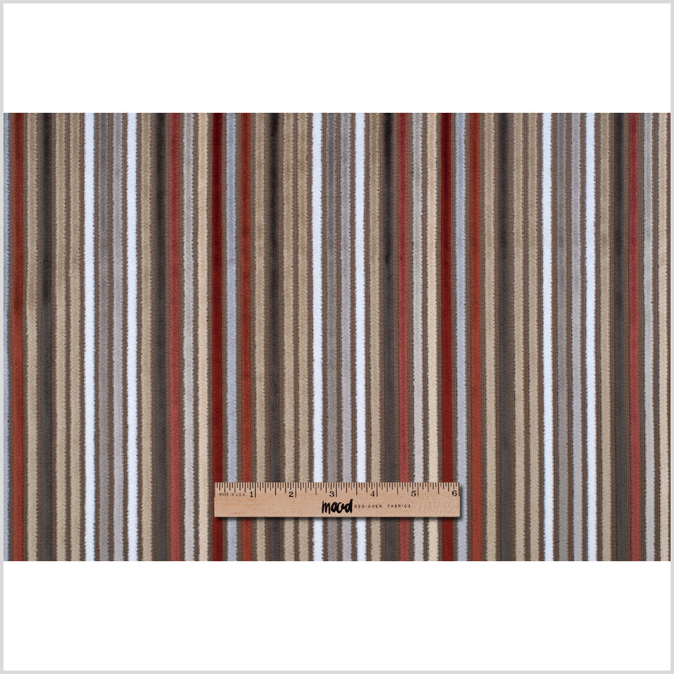 Beige and Rust Striped Velvet