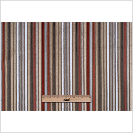 Beige and Rust Striped Velvet