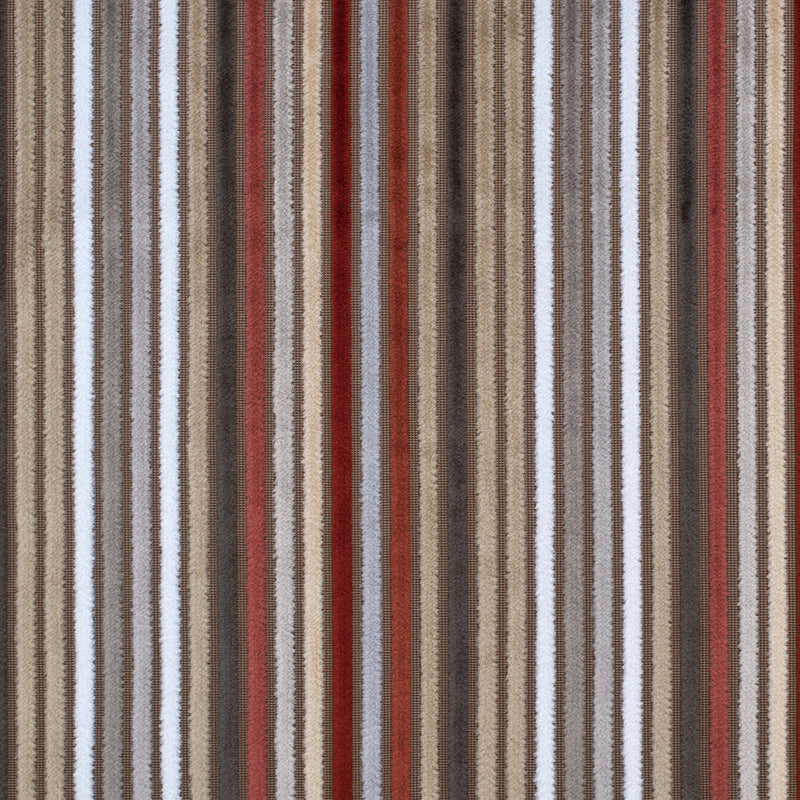 Beige and Rust Striped Velvet