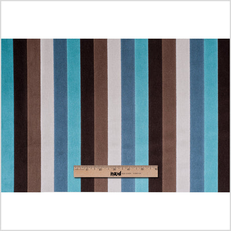 Brown and Aqua Striped Velvet
