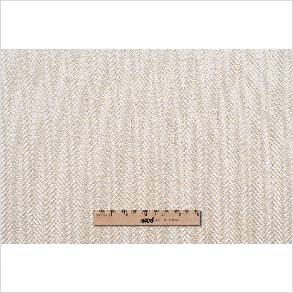 Beige Herringbone Cut Velvet