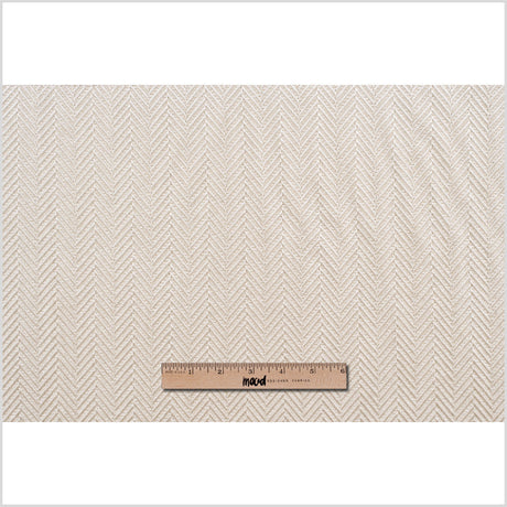 Beige Herringbone Cut Velvet