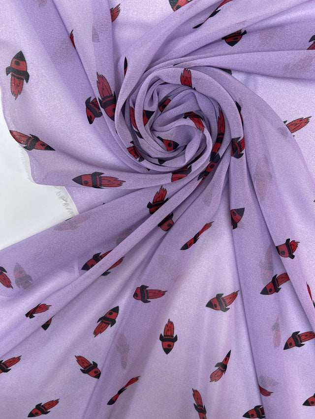 Polyester Chiffon Printed Red Purple