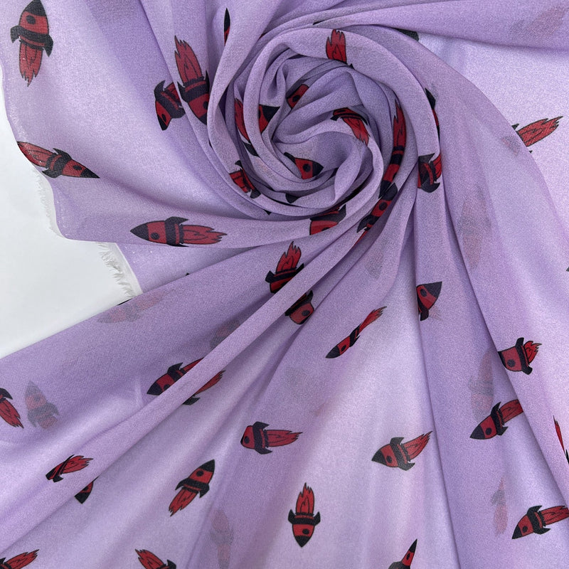 Polyester Chiffon Printed Red & Purple