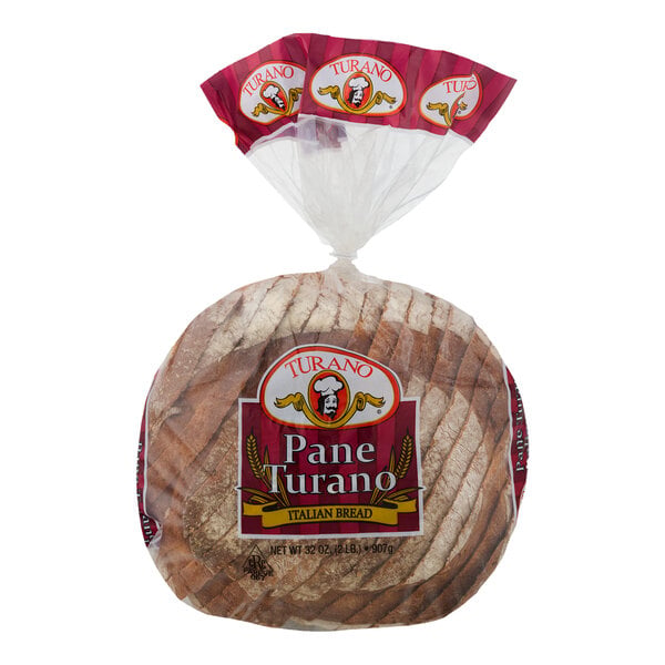 Turano 10 1/2" Sliced Pane Turano Bread 32 oz. - 8/Case