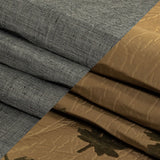 Khaki and Olive Flocked Leaves and Heathered Gray Bonded Double Faced Woven with Foam Core