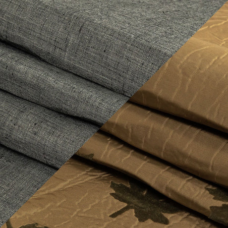 Khaki and Olive Flocked Leaves and Heathered Gray Bonded Double Faced Woven with Foam Core