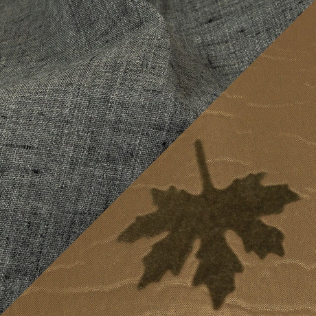 Khaki and Olive Flocked Leaves and Heathered Gray Bonded Double Faced Woven with Foam Core