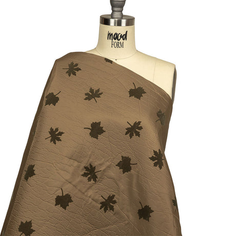 Khaki and Olive Flocked Leaves and Heathered Gray Bonded Double Faced Woven with Foam Core