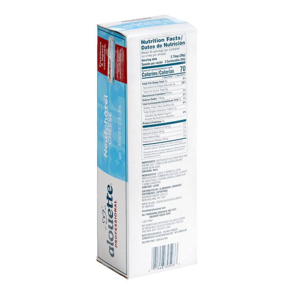 alouette Professional Neufchatel Light Cream Cheese Block 3 lb. - 10/Case
