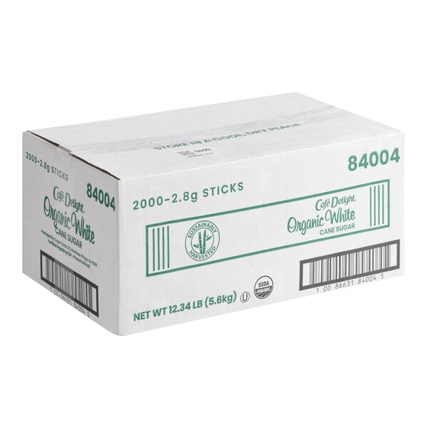 Cafe Delight Organic White Sugar Packet 2.8 Gram - 2,000/Case