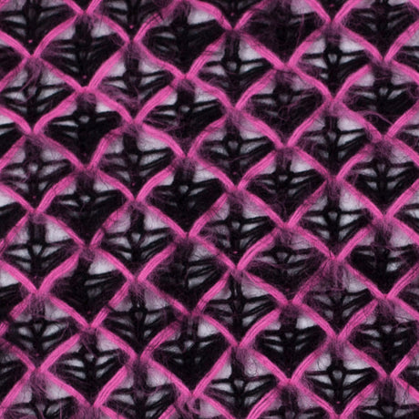Lacey Diamonds Acrylic Knit - Black and Hot Pink