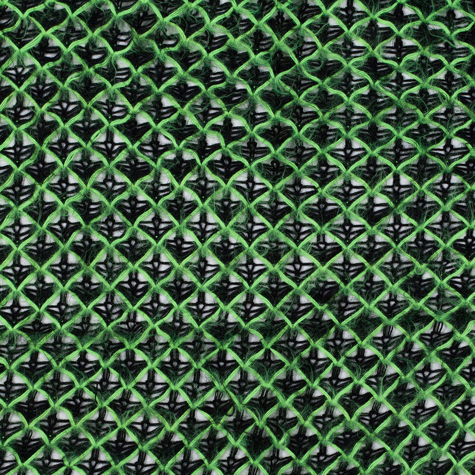 Lacey Diamonds Acrylic Knit - Black and Neon Green