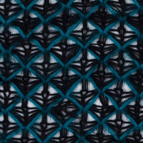 Lacey Diamonds Acrylic Knit - Black and Teal