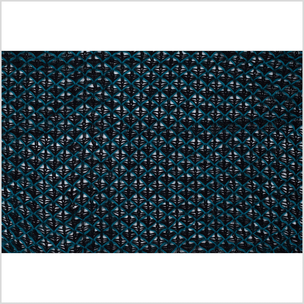 Lacey Diamonds Acrylic Knit - Black and Teal