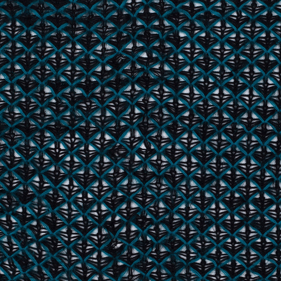 Lacey Diamonds Acrylic Knit - Black and Teal