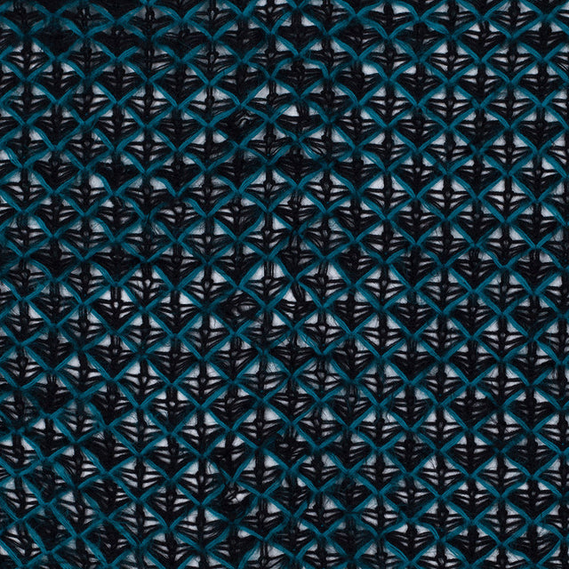 Lacey Diamonds Acrylic Knit - Black and Teal