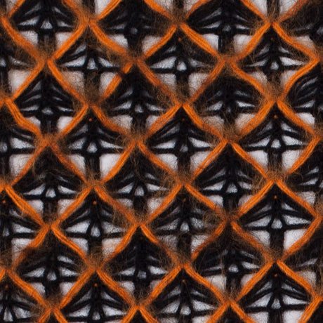 Lacey Diamonds Acrylic Knit - Black and Orange