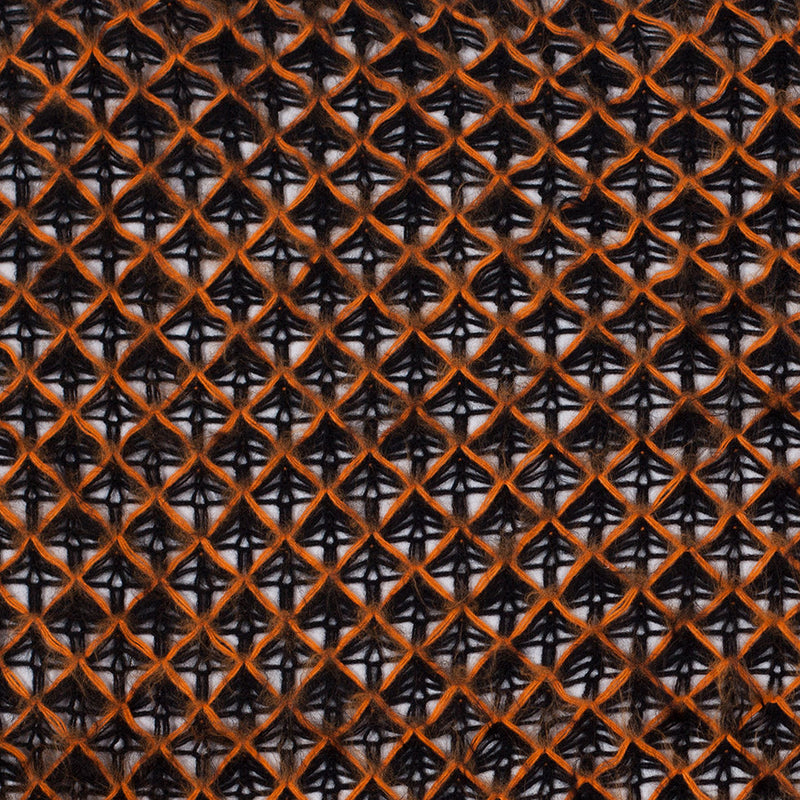 Lacey Diamonds Acrylic Knit - Black and Orange