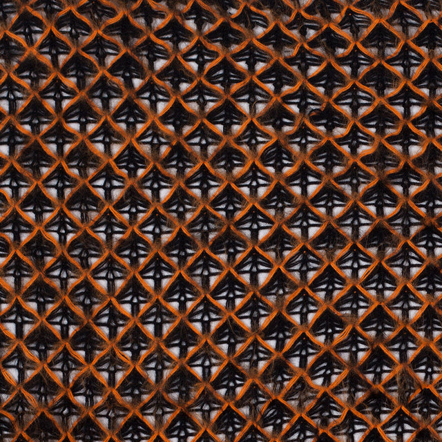 Lacey Diamonds Acrylic Knit - Black and Orange