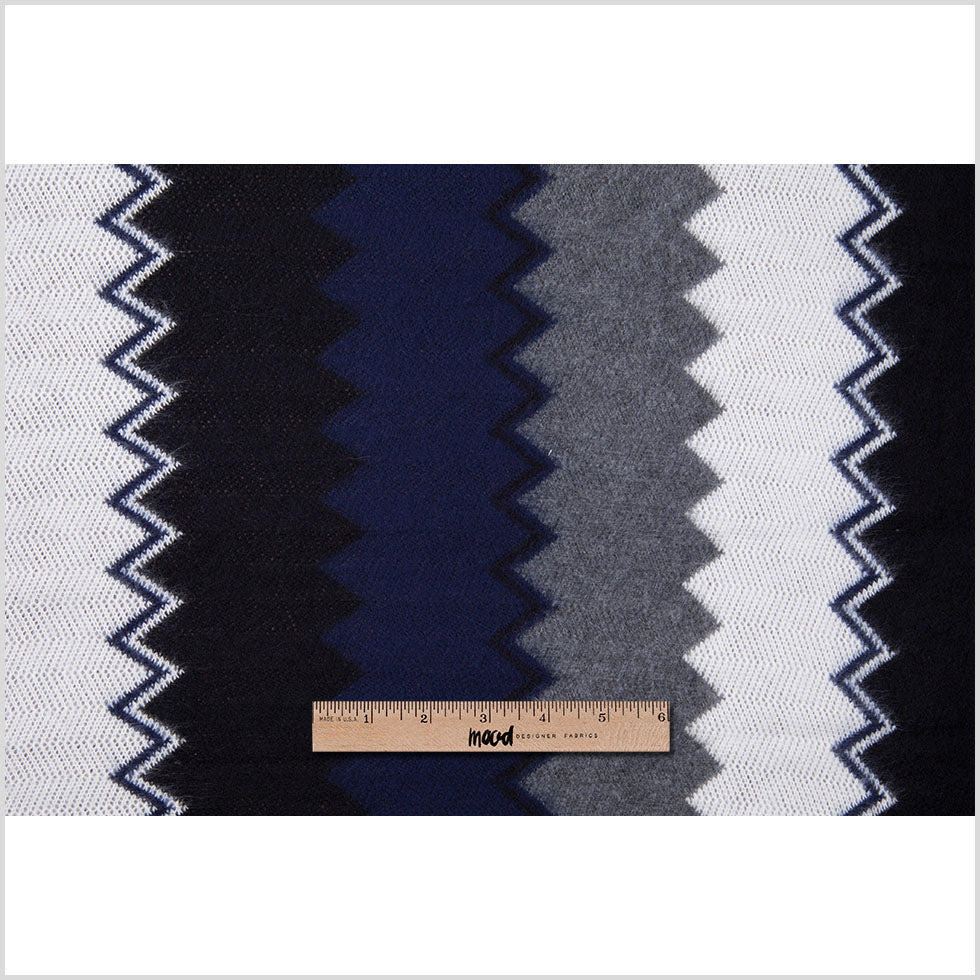 Navy, Black and Gray Big Zig Zags Soft Sweater Knit