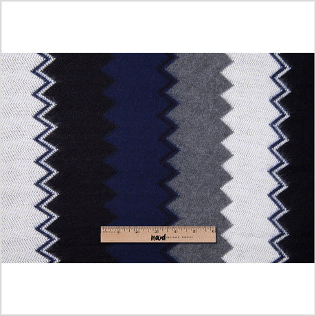 Navy, Black and Gray Big Zig Zags Soft Sweater Knit