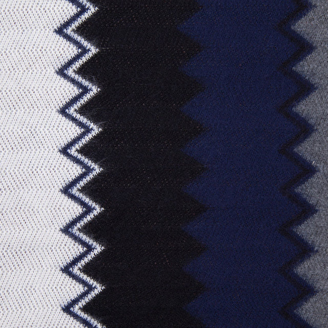 Navy, Black and Gray Big Zig Zags Soft Sweater Knit