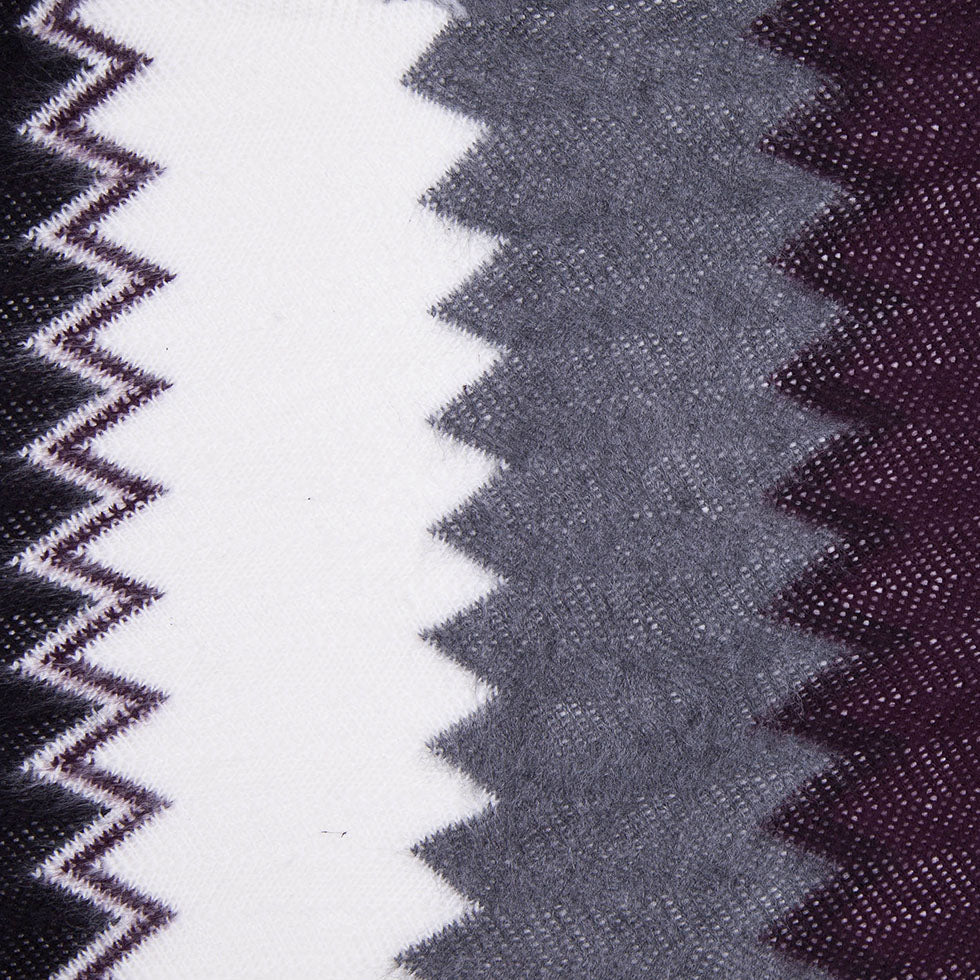 Burgundy, Black and White Big Zig Zags Soft Sweater Knit