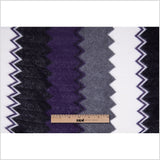 Purple, Black and White Big Zig Zags Soft Sweater Knit