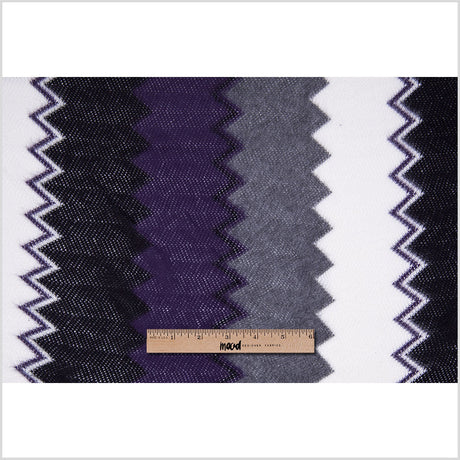 Purple, Black and White Big Zig Zags Soft Sweater Knit