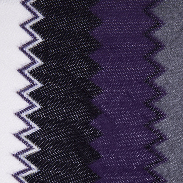 Purple, Black and White Big Zig Zags Soft Sweater Knit