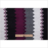 Deep Grape and Gray Big Zig Zags Soft Sweater Knit