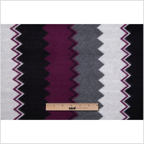 Deep Grape and Gray Big Zig Zags Soft Sweater Knit