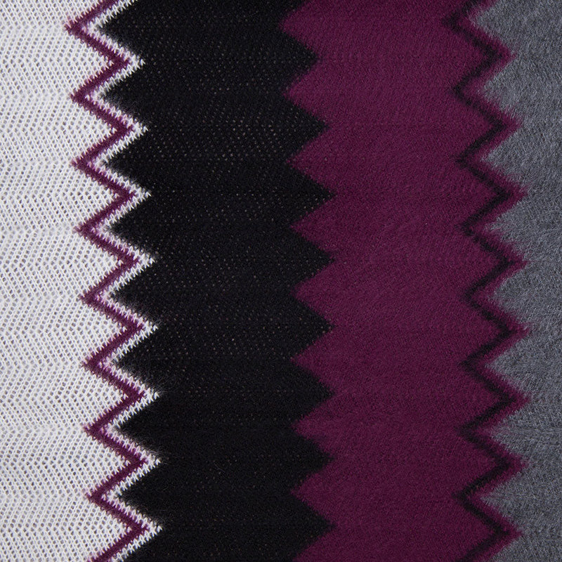 Deep Grape and Gray Big Zig Zags Soft Sweater Knit