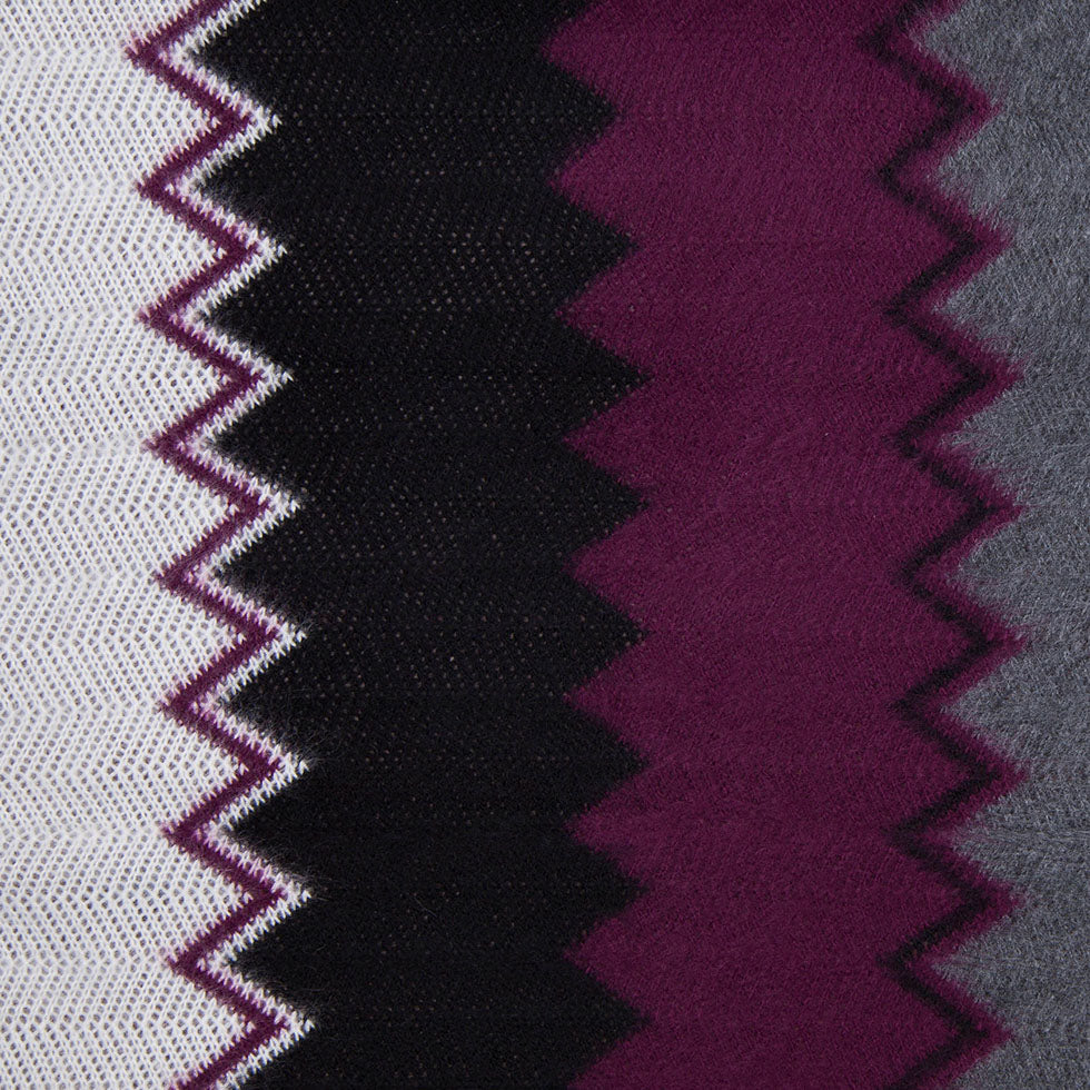 Deep Grape and Gray Big Zig Zags Soft Sweater Knit