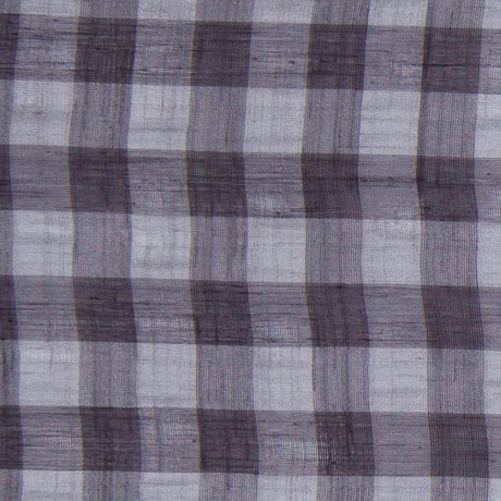 Slate Gray and Black Checked Semi-Sheer Poly Shirting