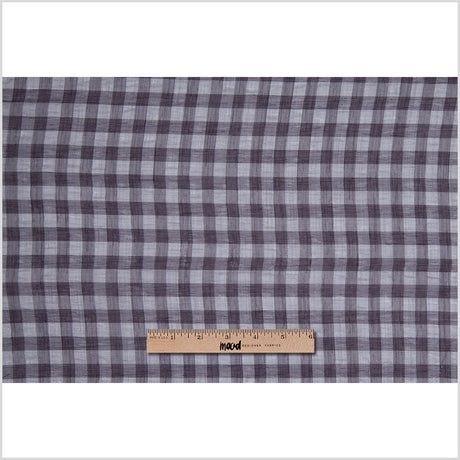 Slate Gray and Black Checked Semi-Sheer Poly Shirting