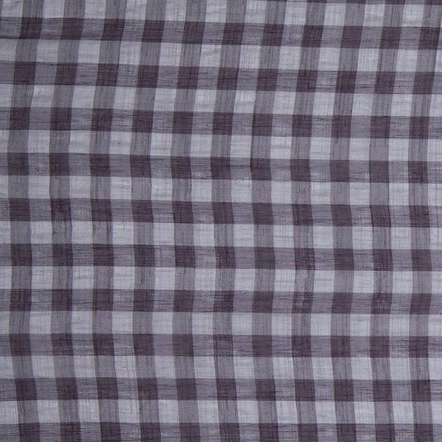 Slate Gray and Black Checked Semi-Sheer Poly Shirting