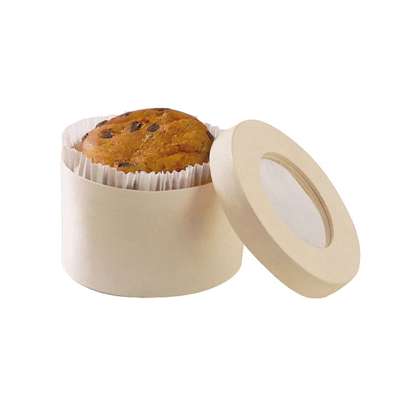 Packnwood Round Wooden Box with Window Lid, 13 oz., 3.7" Dia., Case of 100