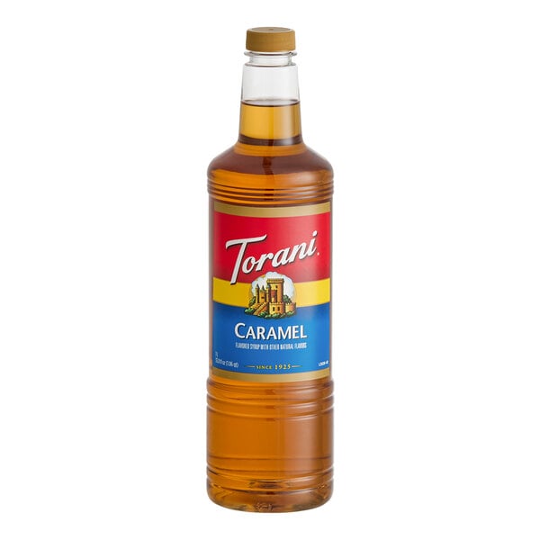 Torani Caramel Flavoring Syrup Plastic Bottle 1 Liter - 6/Case