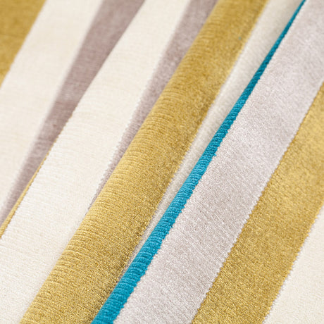 Green/Blue Striped Polyester Blended Velvet